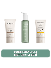 3'LÜ CİLT BAKIM SETİ BB Krem - Yağ Bazlı Cilt Temizleme Jeli - Nemlendirici Koruyucu Güneş Kremi