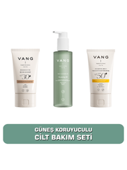 3'LÜ CİLT BAKIM SETİ BB Krem - Yağ Bazlı Cilt Temizleme Jeli - Nemlendirici Koruyucu Güneş Kremi