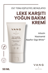 Vang Cilt Beyazlatıcı Krem, Leke ve Kararma Karşıtı, Aydınlatıcı & Cilt Tonu Eşitleyici, Arbutin + Niacinamid Destekli, Leke Karşıtı Krem 50 ml