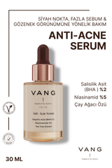 Vang Niacinamide & Salicylic Acid Serum, Akneye Meyilli Ciltler İçin, Siyah Nokta & Gözenek Görünümü Karşıtı, 30 ml