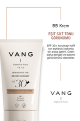 Vang BB Krem SPF 30+, Ton Eşitleyici, Nemlendirici & Aydınlatıcı, Güneş Koruması, Doğal Kapatıcı, Light 40 ml