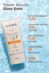 Vang Pembe Renkli Yüz Güneş Kremi, SPF 50+, Leke Karşıtı & Ton Eşitleyici, Yeni Nesil Filtreli, Yüksek Koruma, Tüm Cilt Tipleri, 50 ml