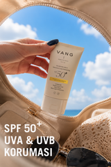 Vang Nemlendirici Etkili Yüz Güneş Kremi SPF 50+, UVA/UVB Yüksek Koruma, Mavi Işık Koruma, Tüm Cilt Tipleri İçin, 50 ml