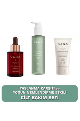 Vang 3'lü Retinol Gece Bakım Seti, %0,5 Retinol Serum + Su Bazlı Nemlendirici Krem + Yağ Bazlı Yüz Temizleme Yağı